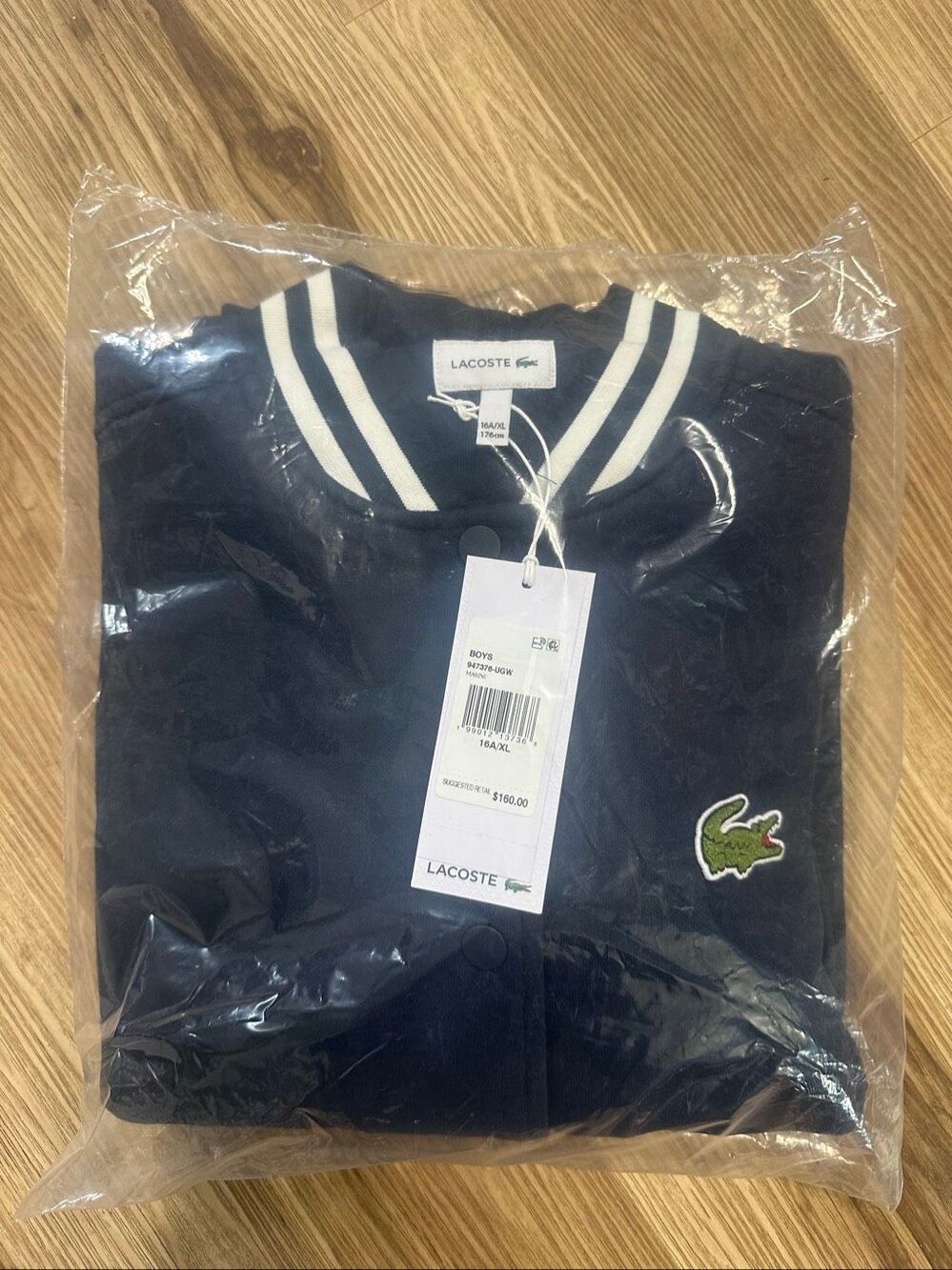 Lacoste preppy boys varsity navy XL jacket - Picture 3 of 3